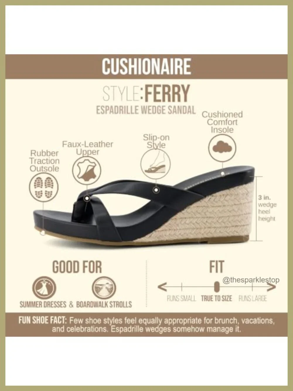 Cushionaire Women's Espadrille Wedge Sandals, Thong Platform Flip Flops with